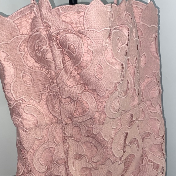Bardot Strap Pink Lace Dress - Picture 3 of 16